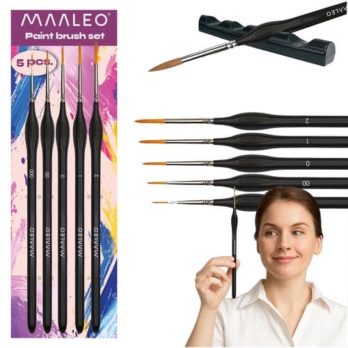 Nylonmaalaussiveltimet 5 kpl, koot 000-2, sivellintelineellä