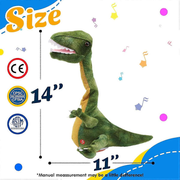 Tanssiva Dinosauruksen Leikkihahmo Toistaa Sanasi Puhuva T-Rex Leikkihahmo Värähtelee Laulua Matkii Kiertää Interaktiivinen Animoitu Leikkihahmo Puhuva Pehmolelu Lahja Lapsille B