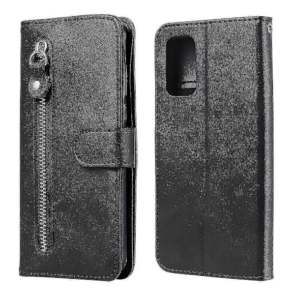 Plånboksfodral för Samsung Galaxy A32 4G, premium PU-läder magnetisk stängning kortfack stativ dragkedjeficka mjukt TPU flip-fodral - Svart