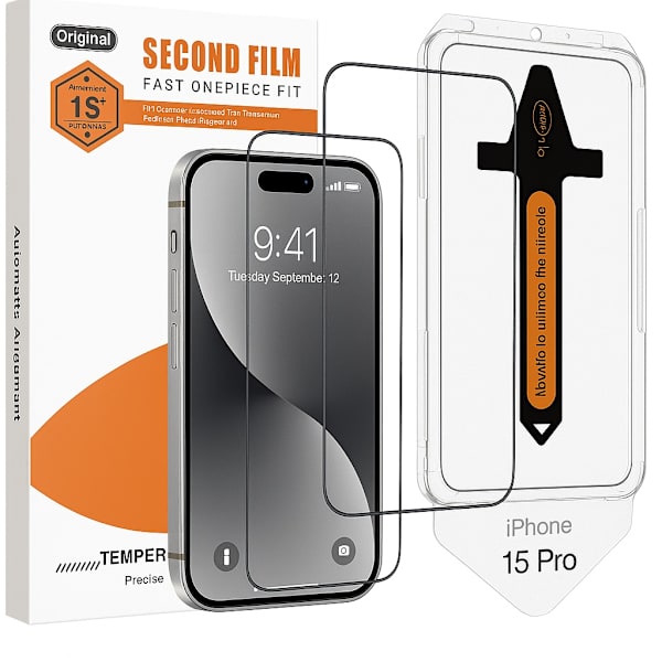 2-pack Screen Protector Compatible with iPhone 15 Pro – Installation Frame