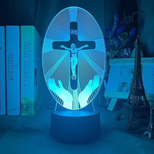 3D Jesus Kors Natlampe Illusion 7 Farveskift Til