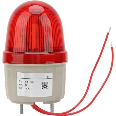 220V 3W LED Strobelys – Rød Blinkende Alarm – Enkel Boltmontering – 75mm Diameter