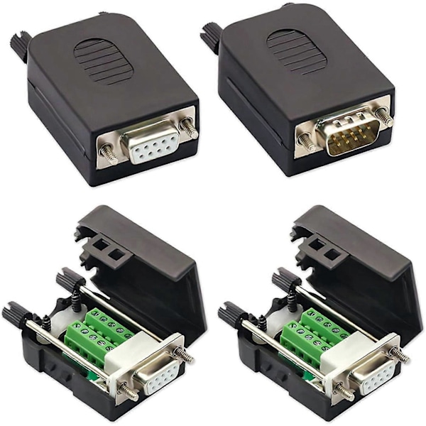DB9 Lödfri RS232 D-SUB Seriell till 9-Pin Port Terminal Hane Hona Adapter Kontakt Kopplingsplint