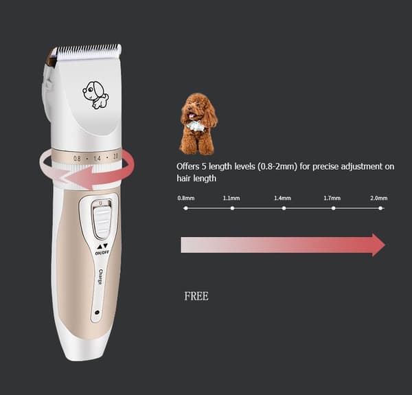 Wireless Silent Dog Trimmer with Accessories Gold/White