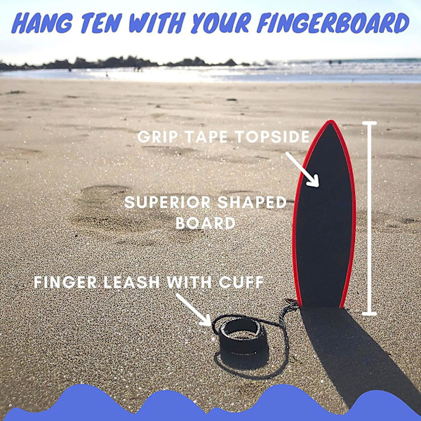 5 stk Finger Surfboards for Biltur - Mini Surfboard for Barn og Surfere med Oppbevaringspose for Voksne, Tenåringer, Gutter og Jenter