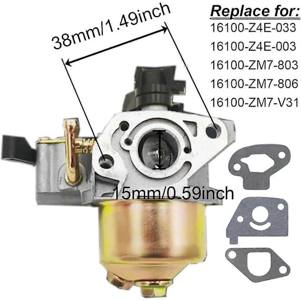 Förgasare för Honda 152F GXH50 GX100 G100U MBX10 G100 G150 154F 156F 2,2HP-3hp Mixer Belle Loncin Bensinmotor 16100-Z0D-003 1610
