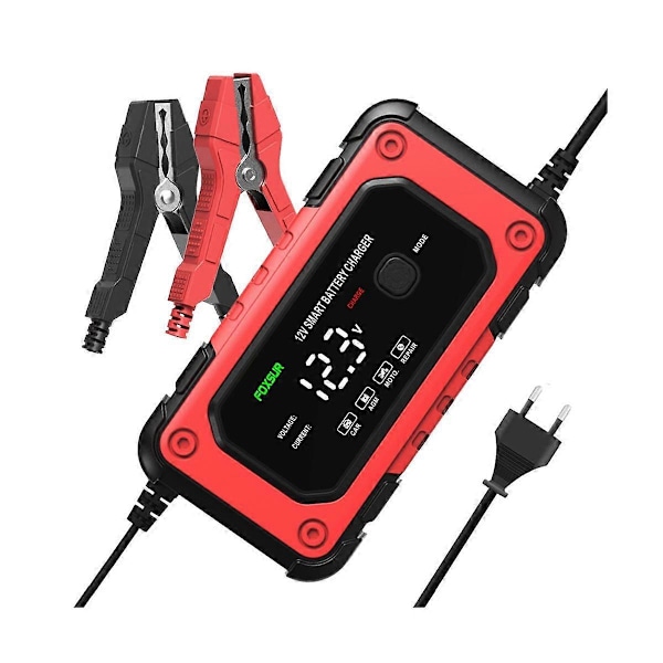 12V 6A Smart Batterioplader, Intelligent Hurtig Strømopladning Digital LCD-skærm Bil Motorcykel Ba