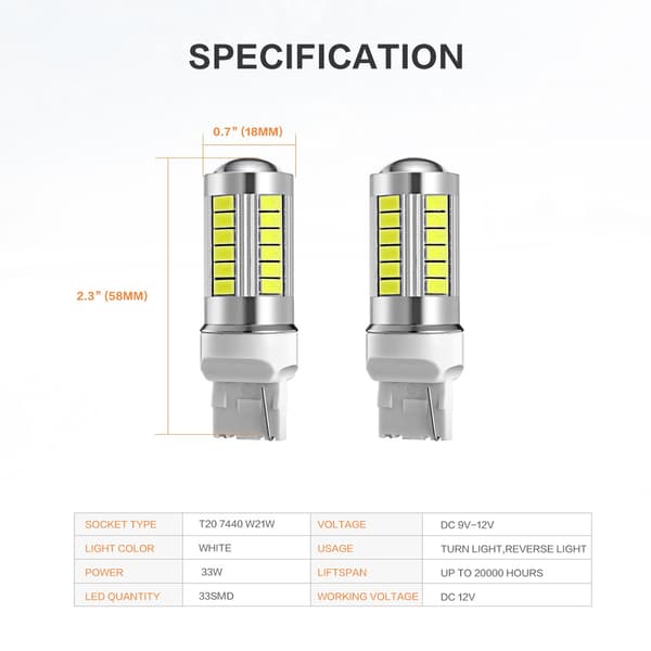 2x 7440 W21W T20 33kpl smd 5730