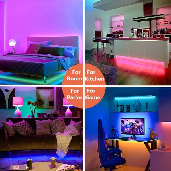 30m RGB LED Strip Lights - EU Plug, Bluetooth Control, Music Sync, Flexible LED Lighting