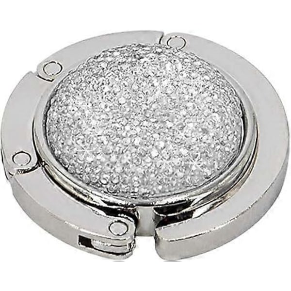 Vikbar Handväskkrok Handväska Hängare Bling Strass Väskhållare för Bord Skrivbord 1 ST Vit