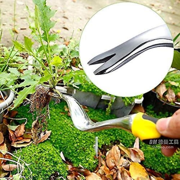 Fiamer Maskrosrensare Trädgårdsverktygssats Trädgård Utomhus Plantering Blommor För Att Ta Bort ogräs (11.8 tum * 0,8 tum, Gul)