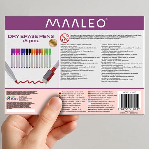 Magnetic Whiteboard Pens with Eraser Sponge 16-pack 8 Colors