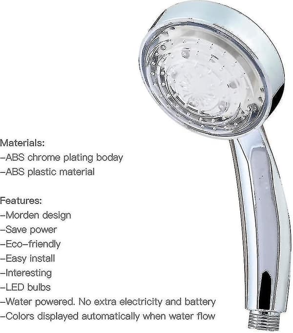 7 Farvede LED Bruseshowerhoved, Multifarvet, Universal Pasform
