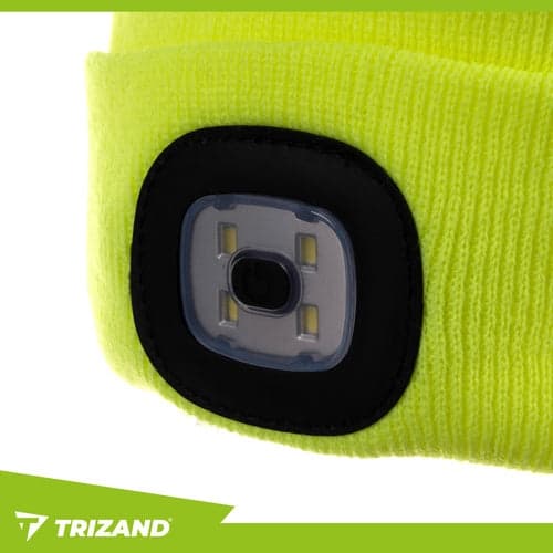 Winter hat with USB rechargeable LED light 3 modes unisex neon yellow