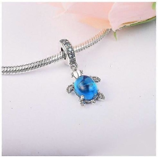 Berlock i sterlingsilver med Muranoglas, havssköldpadda, hängsmycke, armband, DIY-smycke
