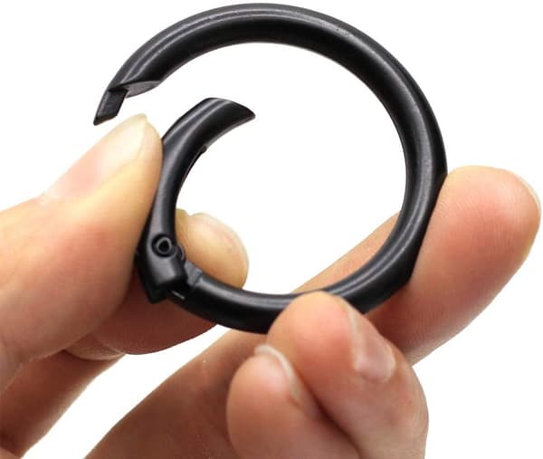 Rund karabinhage / åbne ringe 15-pak Sort