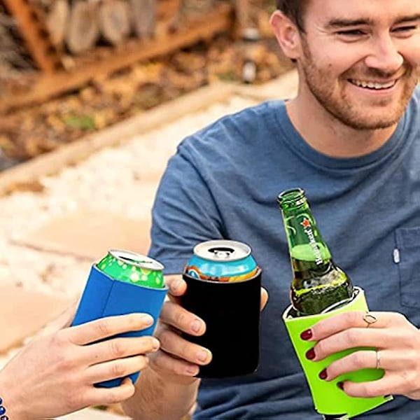 12-pack isolerade dryckesburkar med ölburkskylare - hopfällbara, återanvändbara dryckesburkar med cola-skydd för hem, kontor, bar, födelsedagar, bröllop och fester
