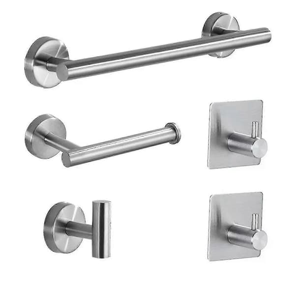 Badrumstillbehör Set - Handdukshängare, Pappershållare, Krok - Silver