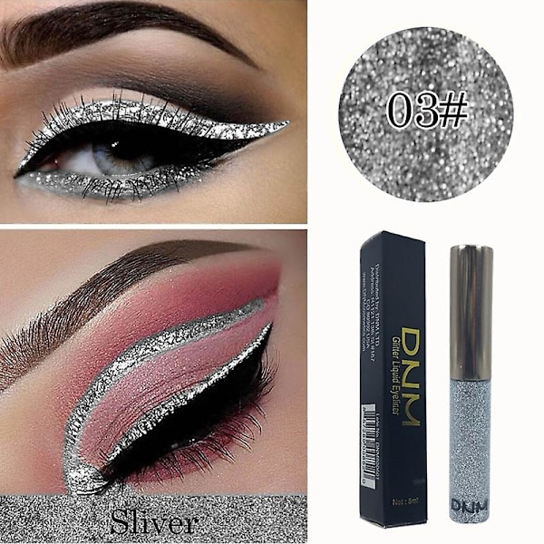16 färger flytande eyeliner färgglad glitter vattentät långvarig snabb
