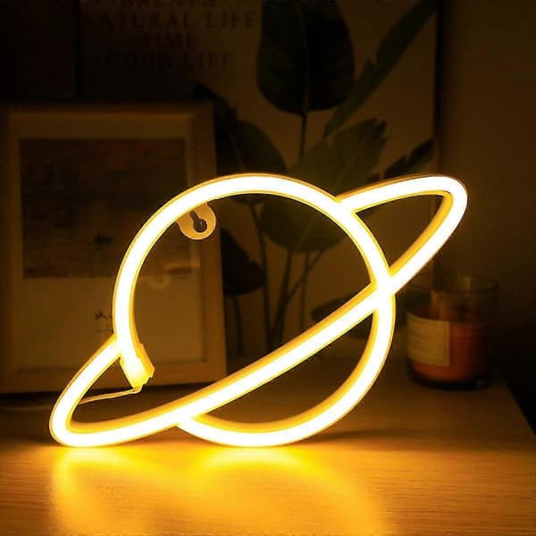 Planet Neonskylt, Akryl Neonljus för Väggdekor, USB-driven Lysande Neonskylt för Sovrum, Barnrum