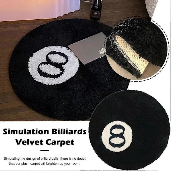 Simulaatio 8-pallo Biljardimatto - Liukumaton lattiamatto - Kylpyhuonematto lastenhuoneeseen - Musta koristematto olohuoneeseen, juhlakoriste