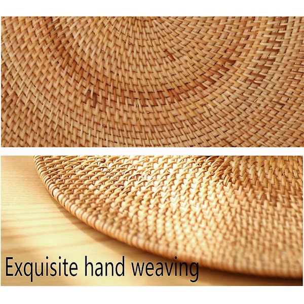 Rattanflettede Plassmatter Oval Runde Bordmatter Sklisikre Varmebestandige Plassmatter Naturlig Multifunksjonell
