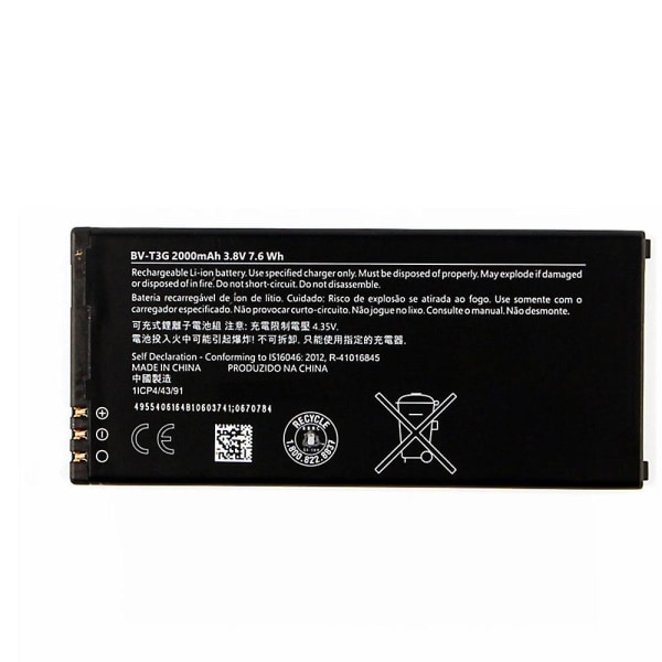 Bv-t3g batteri 2000mah kompatibel med Nokia Microsoft Lumia 650 Rm-1154 Bvt3g mobiltelefonbatterier