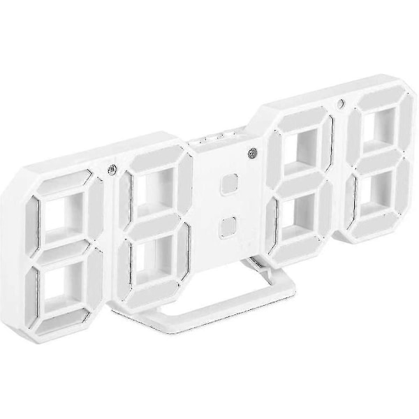 3D Digital Vekkerklokke, veggmontert LED-klokke med 3 automatiske lysstyrkenivåer, LED-elektronisk klokke med snooze-funksjon, moderne nattlys
