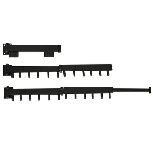 Wall-mounted clothes dryer telescopic foldable 90 cm black metal 12 hooks