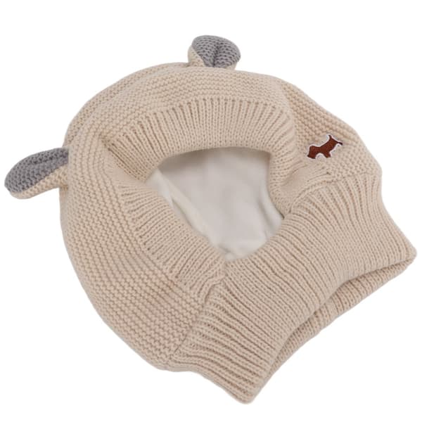 Warm Knitted Earmuff Hat for Large Dogs - Beige