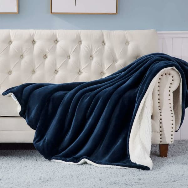 Fleece Sofatæppe, Marineblå 150CMx200CM