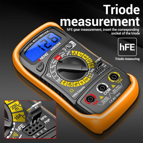 Gistuch Professionell Högprecisionsmultimeter med Orange Silikonfodral - Batterier Ingår Ej