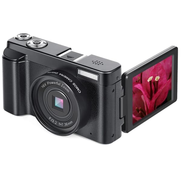4K Digital Camera with 48MP, 3\" Rotatable Screen & Smart Shooting Functions Black, compatible with Huawei