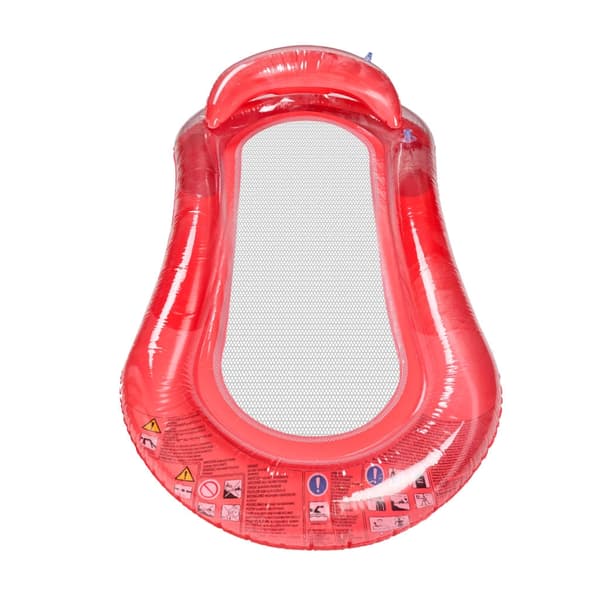 Inflatable air mattress with backrest and mesh bottom red 159x77 cm