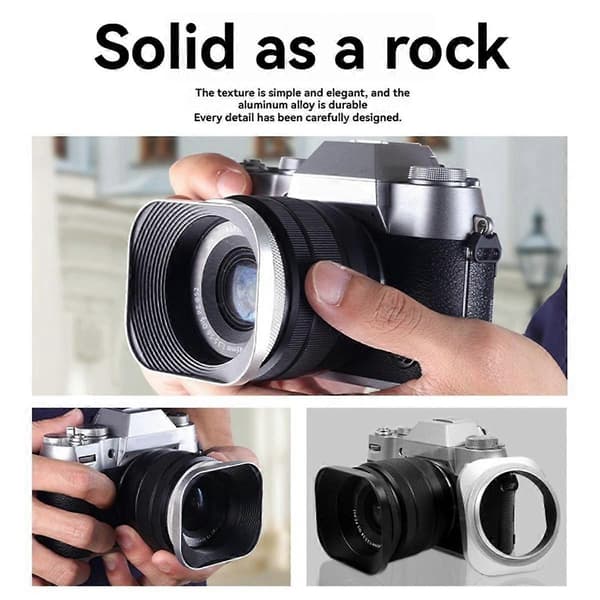 52mm SLR MicroSingle Modlysblænde Firkantet Aluminium Legering Modlysblænde, , , Kameraer Sort