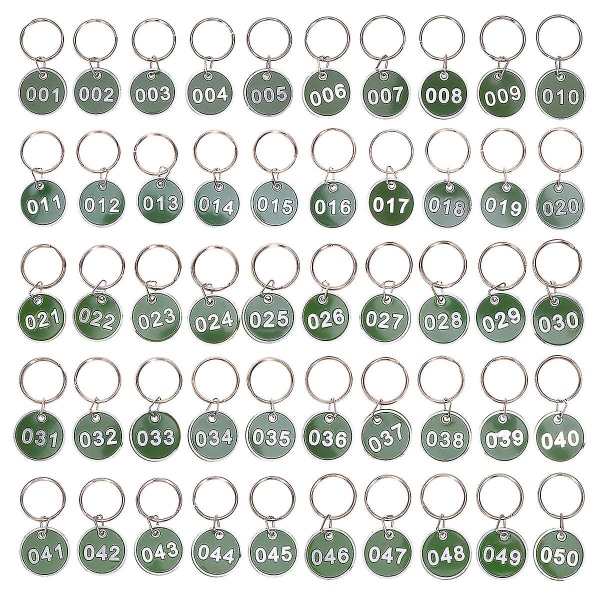 50 st Nyckelring i rostfritt stål Numrerade nyckelbrickor Metalletiketter Nummernyckelring Metallnumrerade etiketter Runda numrerade etiketter
