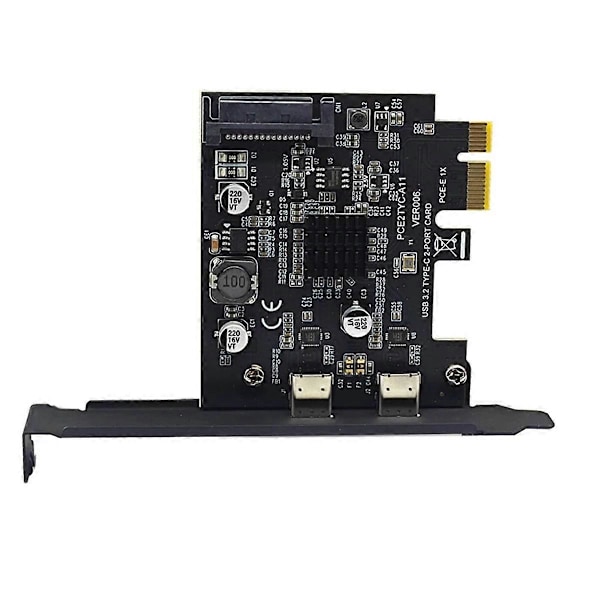 2-portinen PCIE-kortti PCI Express 3.0 X1 - Dual USB-laajennuskortti SATA-virralla USB3.2 Gen2 10 Gbps ASM3142-siru pöytätietokoneille