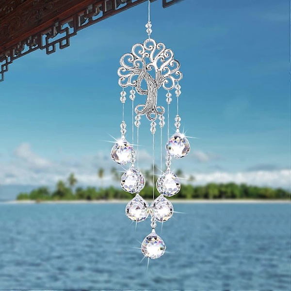 Crystal Sun, Ikkunaprisma, Aurinkosieppari, Riippuva aurinkosieppari kotiin, puutarhaan, kristallilamppuun, verhoprisma