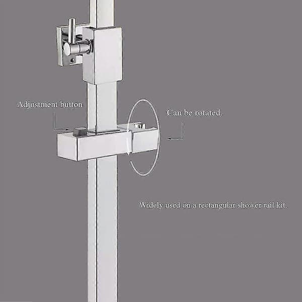 Skyvbart dusjhodeholder for stang - 18 x 30 mm - rektangulær, firkantet utskiftbar håndholdt dusjholder, ABS krom dusjhodeholder for badekar