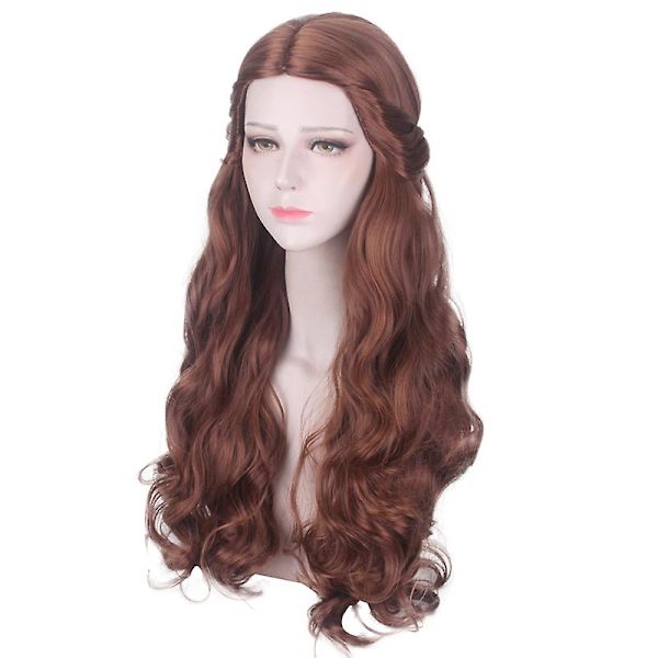 65cm Skönheten och odjuret Prinsessan Belle Cosplay Peruk Kvinnor Brun Lång Vågigt Hår Halloween Fest Rollspel Kostym Peruker