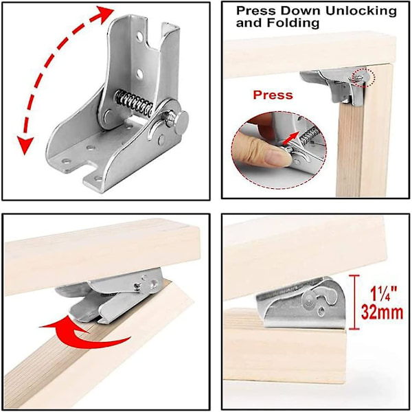 (4 stykker) Foldbar ramme, selvlåsende hengsel, foldbare bordbein, foldbart arbeidsbenk-yvan