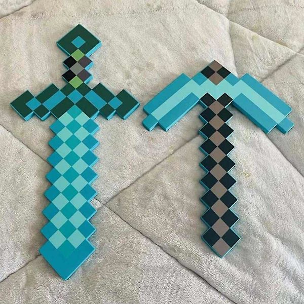 Leksaker Eva Foam Diamant Svärd & Hacka Set Minecraft 23\"