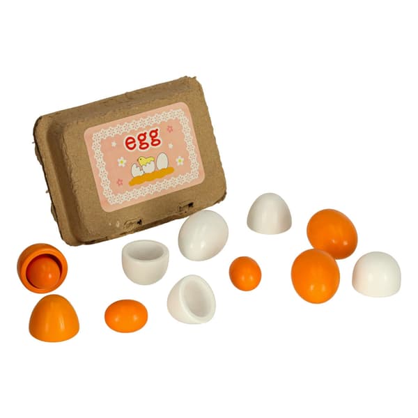 Montessori Wooden Egg Toy 7-pack with Removable Shells, 3+ years
