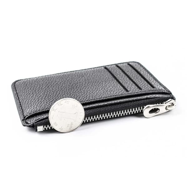 Spacious Card Holder with Zipper 9 Compartments Wallet Leather Brown