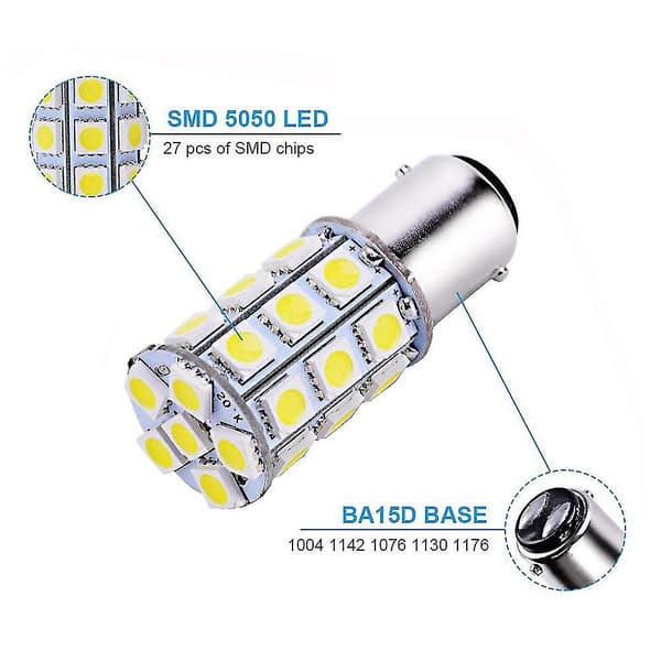 4-pak Ba15d 5050 27-smd Led Bil E Båt Bobil