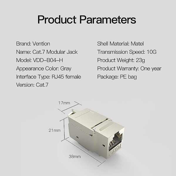 Rj45 Modulær Jack, Cat7 Cat6 Cat5 Rj45 8p8c Nettverk Keystone Jack Rj45 Socket In-line Kobler Hunn Til Hunn Metallskall Høy Skjerming Kobler Ethe