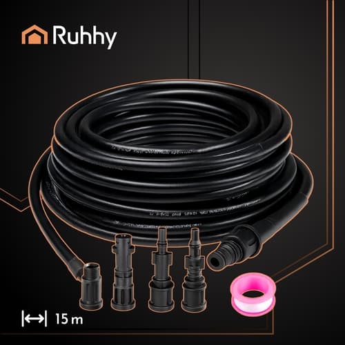 Pipe/Drain Cleaning Hose 15 m for Pressure Washer, 4 Adapters