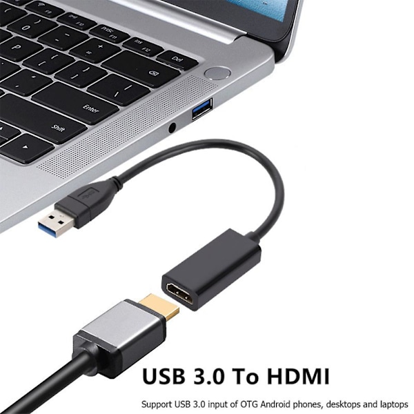 USB till HDMI-kompatibel konverterare Hög Hastighetsöverföring Adapter för PC Bärbara Datorer Display