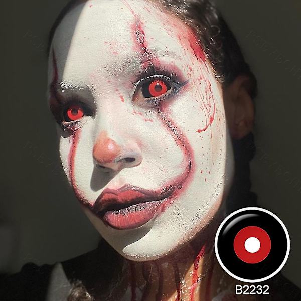 22mm Röda och Svarta Sclera Kontaktlinser Hela Ögat Halloween Kontaktlinser Tokyo Ghoul Läskig Cosplay Kontaktlinser Vampyrögonlinser