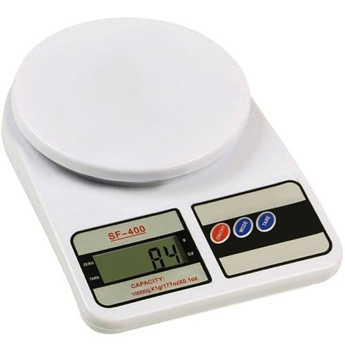 Electronic Kitchen Scale 10 kg 1 g LCD Tare White with Batteries